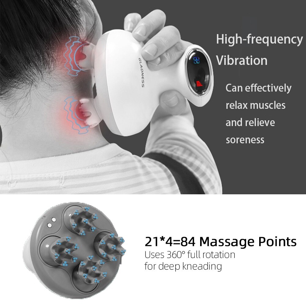 Masseur de cuir chevelu sans fil, masseur de tête imperméable avec pétrissage en profondeur des tissus pour la croissance des cheveux, nettoyage en profondeur et relaxation du Stress