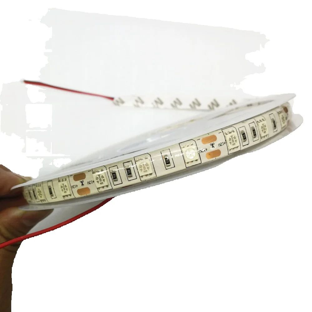 ledet-stripe 5050 12v fleksibel hjemmedekorasjonsbelysning smd 5050 stk. vanntett ledet-teip rød farge  ip65 ip20 stk.