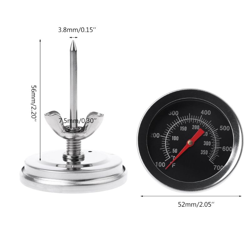 Rvs Oven Thermometer BBQ Roker Grill Temperatuurmeter 50 ~ 350℃ 100 700℉ 80x53x53mm