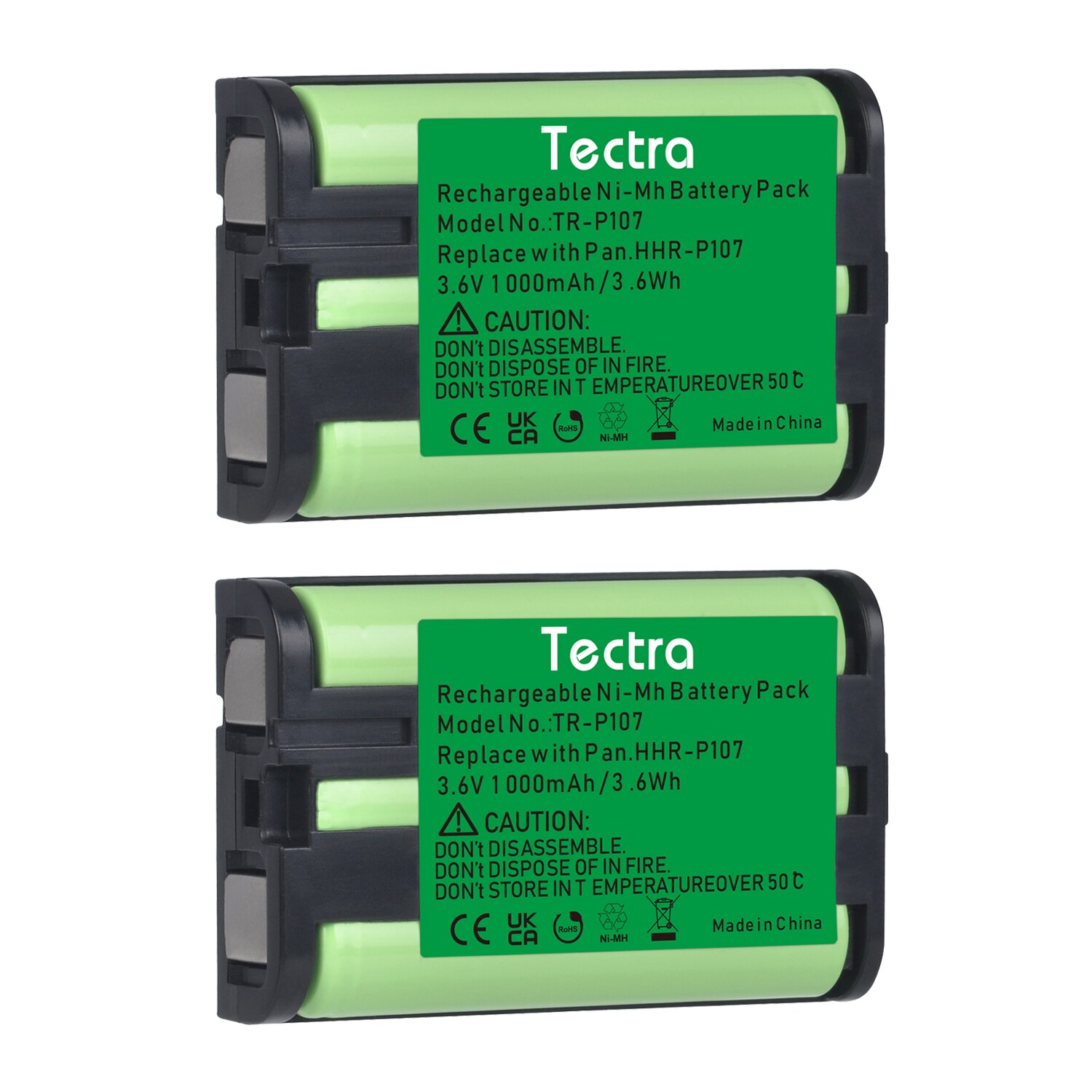 Akku für panasonic hhr --p107 schnurlostelefone (pqsuggla- 1za , hhr --p107a , kx --tg6071 kx-tg6074 kx-, tga- 351 kx- , tga -600 mobilteile): 2 batterien