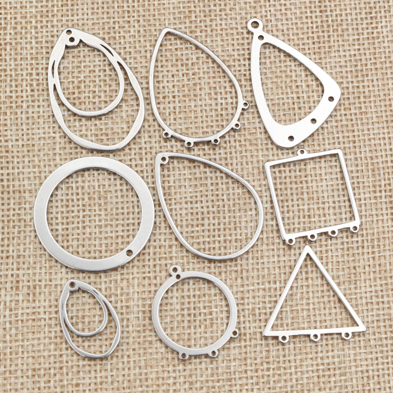10pcs/lot 316 Stainless Steel Charms Geometry Metal Stamping Blanks DIY Porous Connector Pendant Necklace Earring Accessories