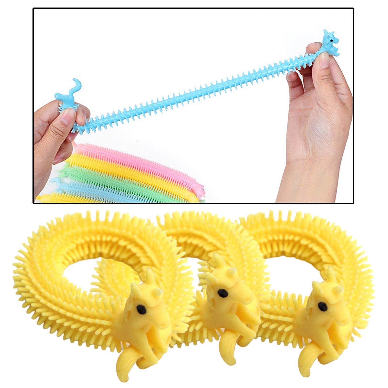 3PCS Sensory Stretch String Colorful Party Favor Toys Educational Traing Stretch Toy for 3 Years Old and Above: Yellow