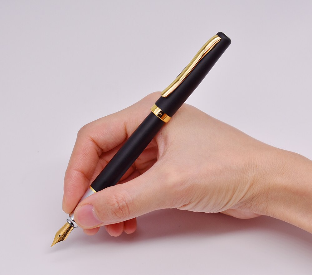 Duke Stalen Vulpen 209 Geavanceerde 22KGP Medium Penpunt 0.7mm, mat Zwart met Gouden Clip Schrijven Pen voor Office/Home