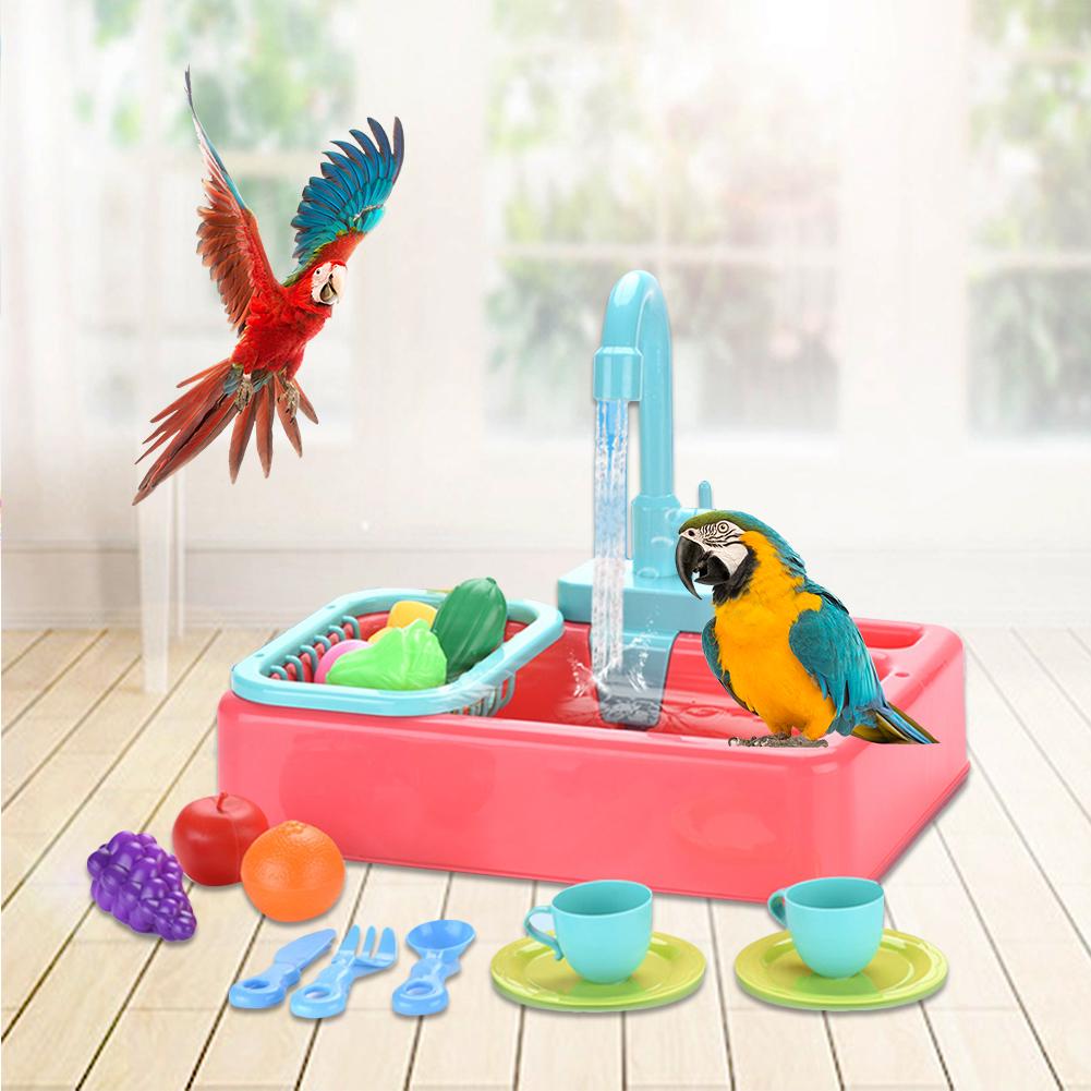 Bird Feeder Automatic Parrot Bathtub Swimming Pool Faucet Parrot Bath Shower Water Dispenser Bird Cage Bathroom Parrot pet Toys