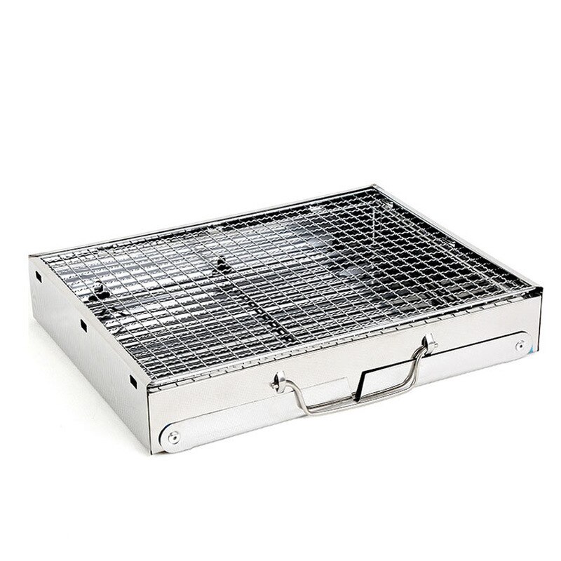 Bbq Grill 35*27*20Cm Picknick Bbq Houtskool Grills Voor Barbecue & Sliver Outdoor Roestvrij staal Wandelen Houtskool
