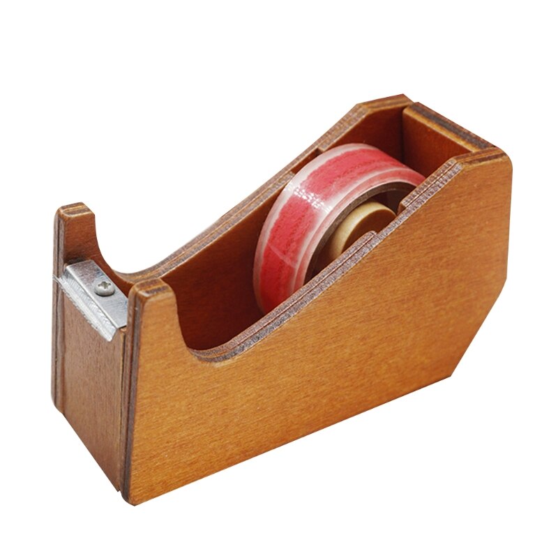 Lovely Office Tape Dispenser Vintage Wooden Cartoon Animal Shape Desktop Tape Cutter, 4 Shapes Cat/Pigeon/Squirrel/Whale HCCY: Whale