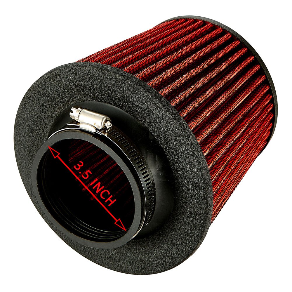 Universal Aluminum Air Filter 76mm 89mm 3" Inch 3.5" Inch High Flow Car Cold Air Intake Filter: 3.5 inch red