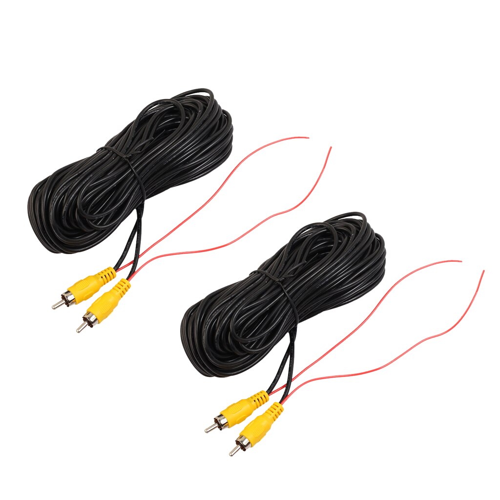 2X RCA Reverse Rear View Parking Backup Camera Video Cable With Trigger Wire