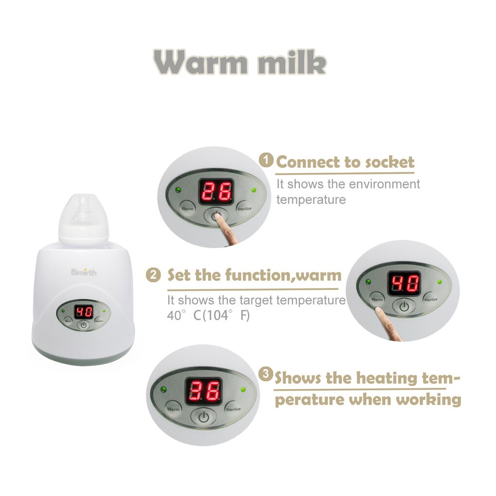 Multi-functional LED Breast Milk Heater Electronic Warm Milk Disinfector Baby Feeding Bottle Warmer Breast Sterilizer 220-240V