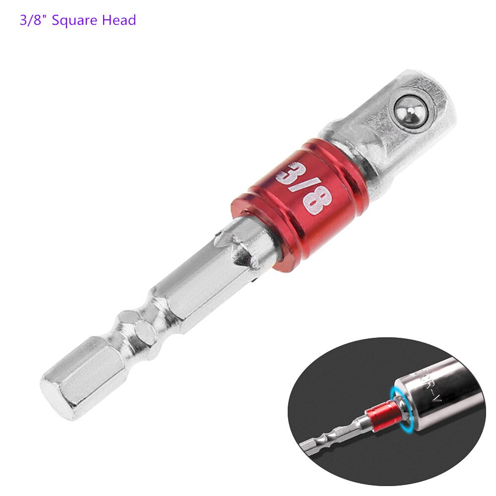 Socket Extension Conversion Adapter Hex Shank with 3/8" 1/2" 1/4" Square Head for Extension Drill Bits Power Tool: Red