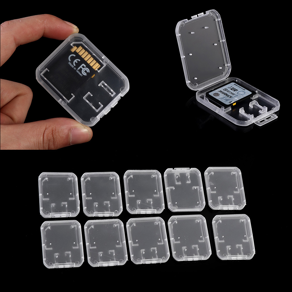 10 Pcs Clear Standard Memory Plastic Card Case For Standard SD SDHC TF Memory Card Portable Transparent Case Holder Storage Box