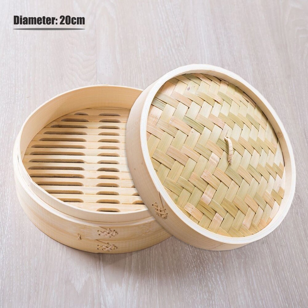 Bamboo Steamer One Cage+One Cover Fish Rice Vegetable Basket Set Kitchen Cooking Tools Dumpling Steamer Steam Pot: Default Title