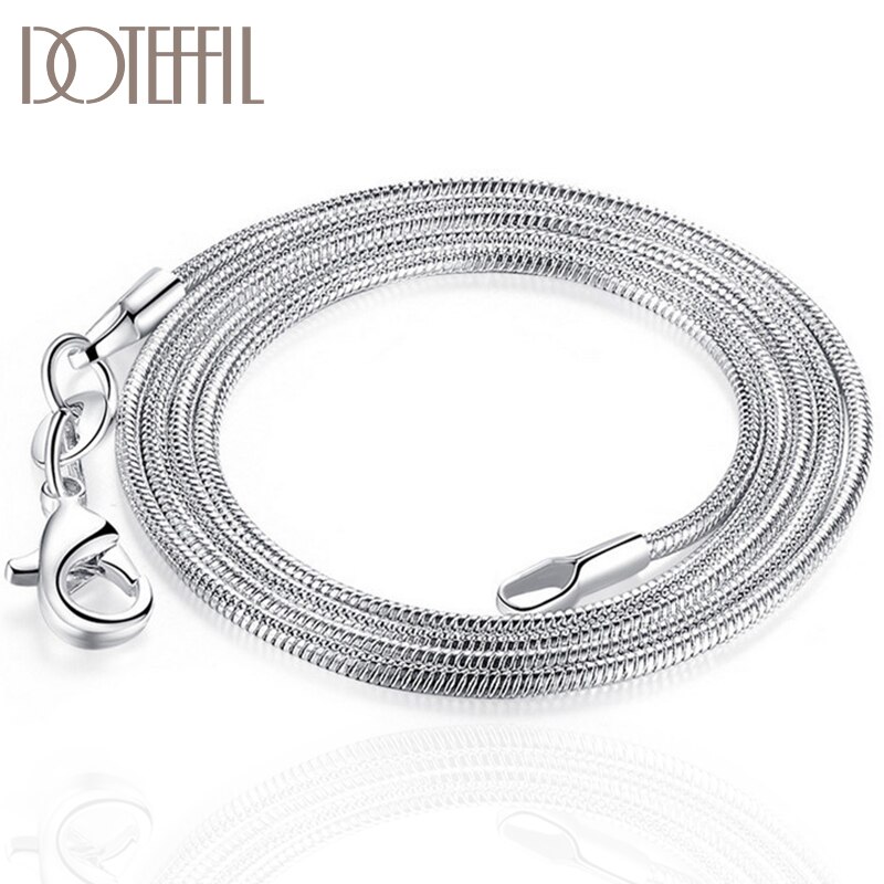 DOTEFFIL 925 Sterling Silver 5/10pcs/Lot 16/18/20/22/24/26/28/30 Inch 1.2mm Snake Chain Necklace For Woman Man Jewelry