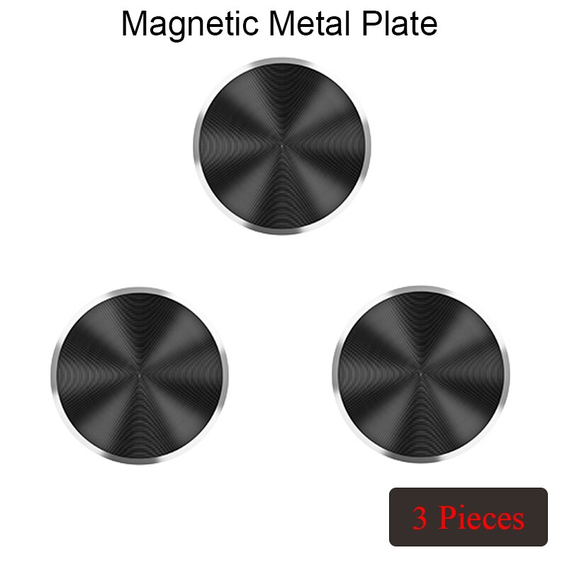 Placa de Metal adhesiva para coche, soporte magnético para teléfono móvil, 1, 2 o 3 unidades: 3 Pieces Black