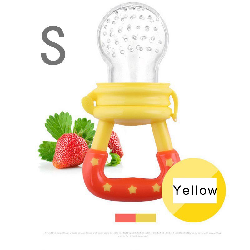 Bpa Gratis Pasgeboren Baby Bijtring Baby Tepel Fruit Food Beet Fopspeen Geboorte Baby Silicone Bijtringen Safe Feeder Bite Voedsel Tool: Yellow S