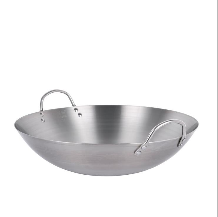 Iron Non coating Woks Gas Cooker Traditional Handmade Pot Huge Manual Forging Wok With Binaural 34/40cm double ear chef fry wok