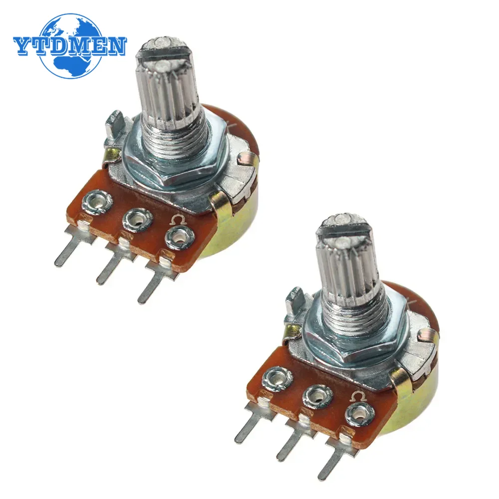 Potenciômetro linear wh148 15mm 3 pinos com porcas e arruelas wh148 b1k b2k b5k b10k b20k b50k b100k b250k b500k b1m com 10 tamanhos