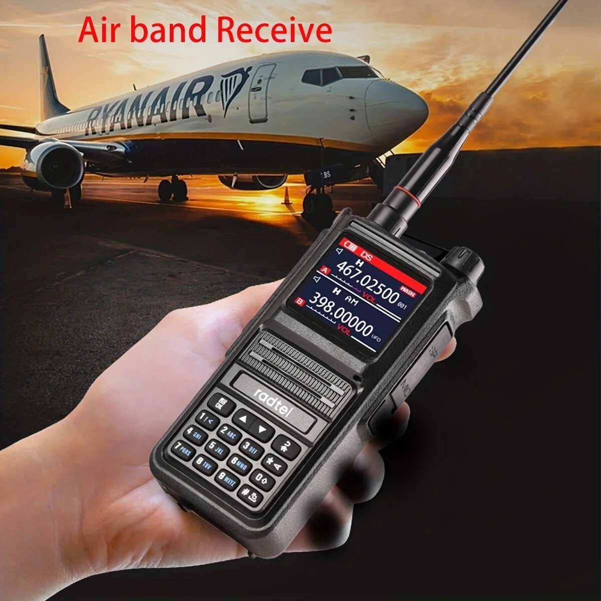 Radtel RT-470X Vollband-Amateurfunk, 256-Kanal-Luftband, Zweiwegradio, USB-C, Luftfahrt, NOAA, Polizei, Marine, Amateur, HT-Scanner, Roger