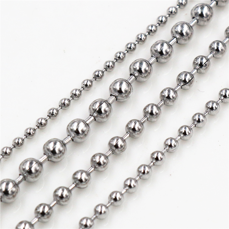 5 metros/lote 1,5/2,0/2,4/3,0mm bolas de cuentas de acero inoxidable cadenas de bolas a granel para collares para manualidades accesorios de joyería