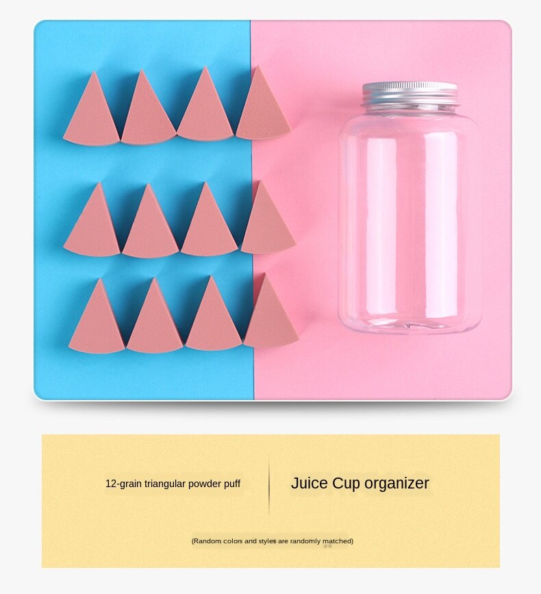 Kleine waaiervormige snoeppuff blik niet-kaart poeder make-up make-up ei 12 stuks fles make-up ei puff combinatie: 12 driehoeken