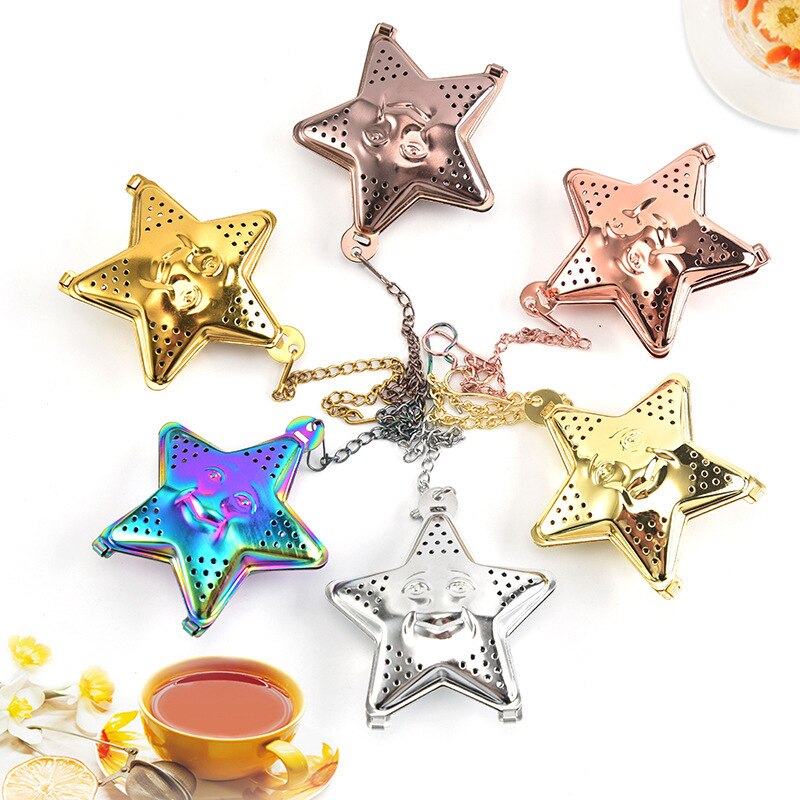 Star Shaped Tea Mesh Infuser Colorful Stainless Steel Tea Strainer Spice Filter For Kitchen Tools Accessories PAK5
