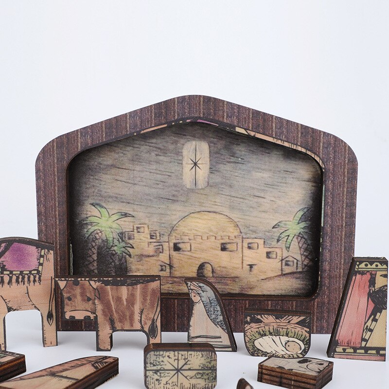 Holz Jesus Puzzle Statue Holz Verbrannt Jesus Krippen einstellen Puzzle Puzzle Spiel DIY Für Erwachsene Und freundlicher Hause Dekoration