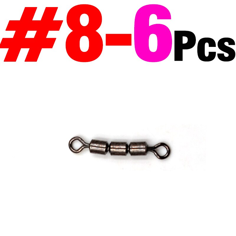MNFT 6Pcs High Speed 3 Roller Swivels Brass Triple Rolling Swivels 3 Rollers Saltwater Swivels Have Multiple Sizes: Size 8  6pcs