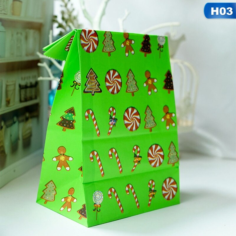 10 stk christmas santa elg papirposer stand up slik mad papir segl pakning års fest favoriserer madpose til småkager: 3