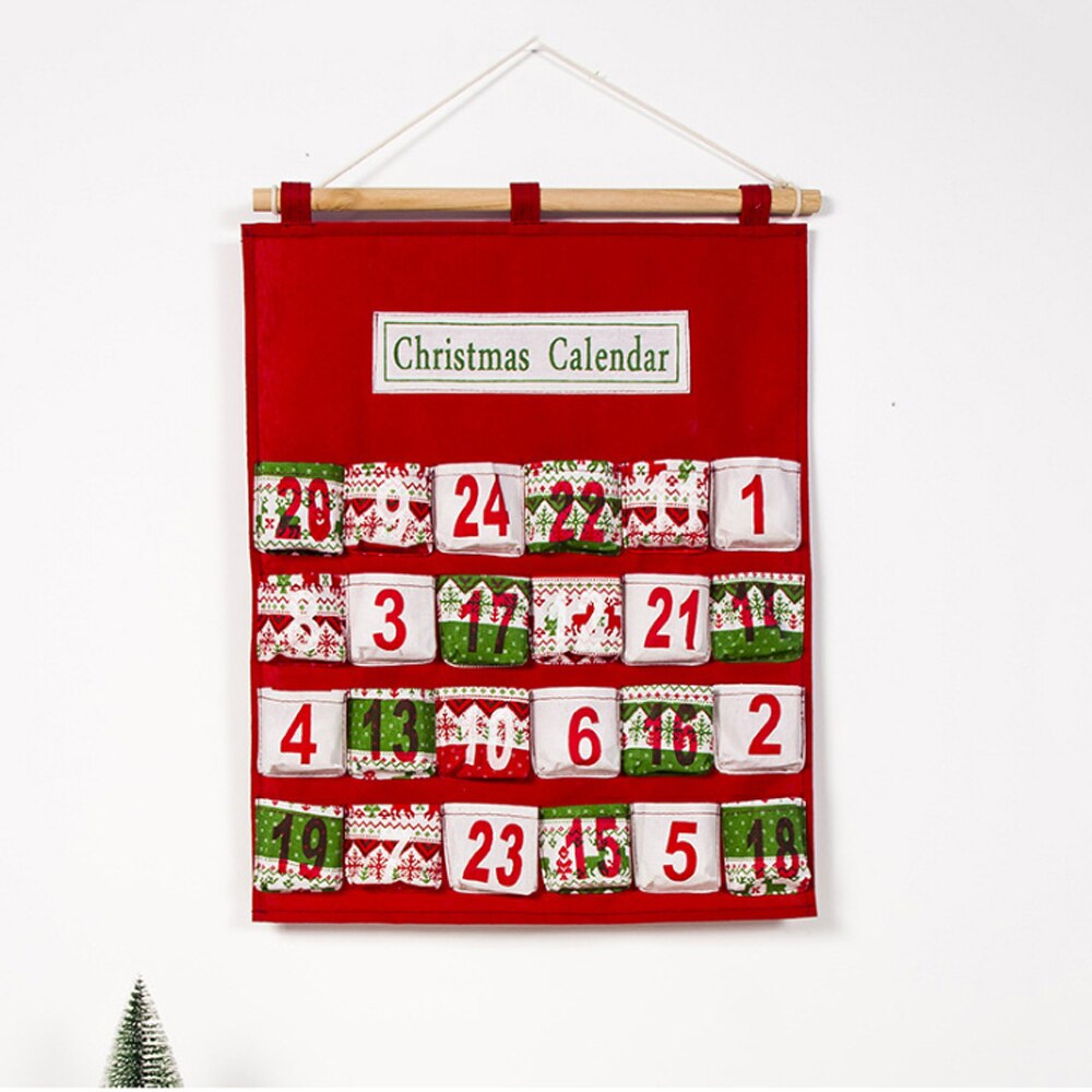Jule nedtælling kalender multi-lag slik sæk opbevaringspose xmas advent kalender dør væg hængende opbevaringsposer