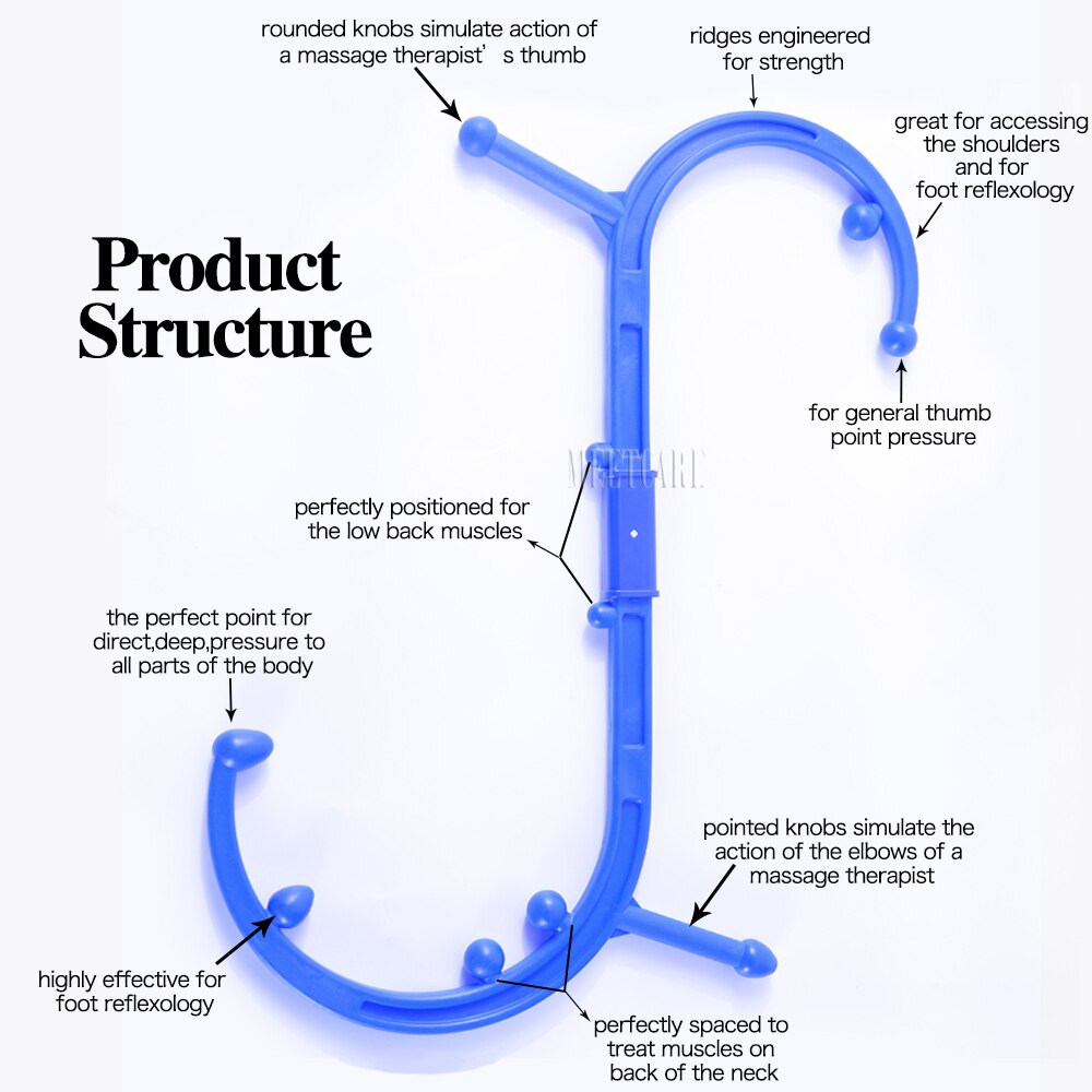S-Shaped Trigger Point Massage Stick Theracane Body Muscle Relief Back Massage Hook Theracane Therapeutic Relaxation Pressure