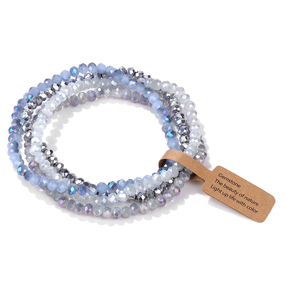 4 Uds. Pulseras de cristal brillantes para mujeres y hombres, pulsera de cuentas de cristal de serie colorida con etiqueta de deseos para el mejor amigo, de joyería