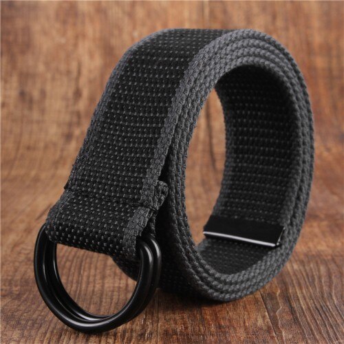 cinturón de lona para hombres jóvenes lona doble anillo hebilla Simple salvaje cinturón vaquero hombres mujeres: shenhui-tiaowenP