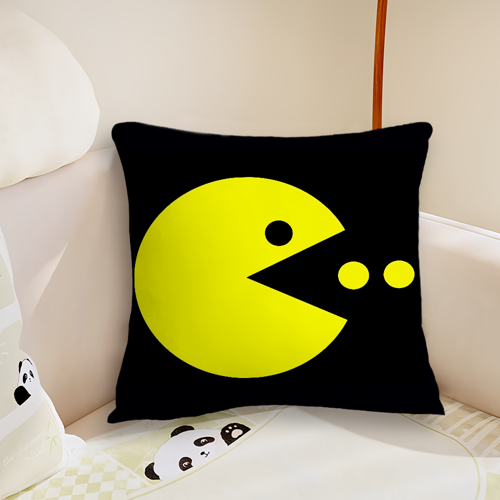 Funda de cojín con temática de juego, cómoda y suave, para sofá, sala de juegos, decorativa, lavable a máquina, para niños: 500 mm x 500 mm / Negro