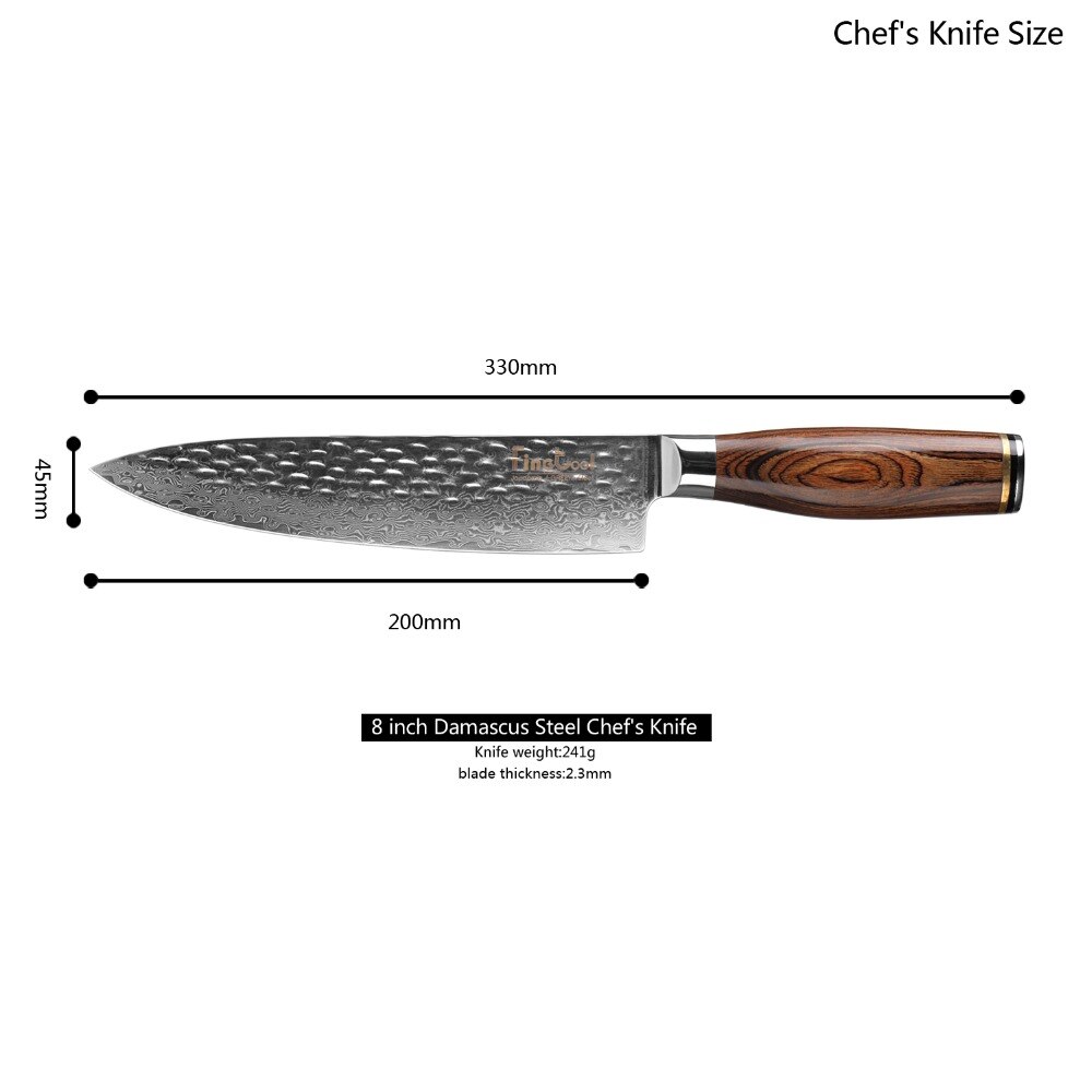 Keukenmessen 8 Inch Professionele Japanse Chef Messen Damascus High Carbon Roestvrij Staal Micarta Handvat Vlees Santokumes