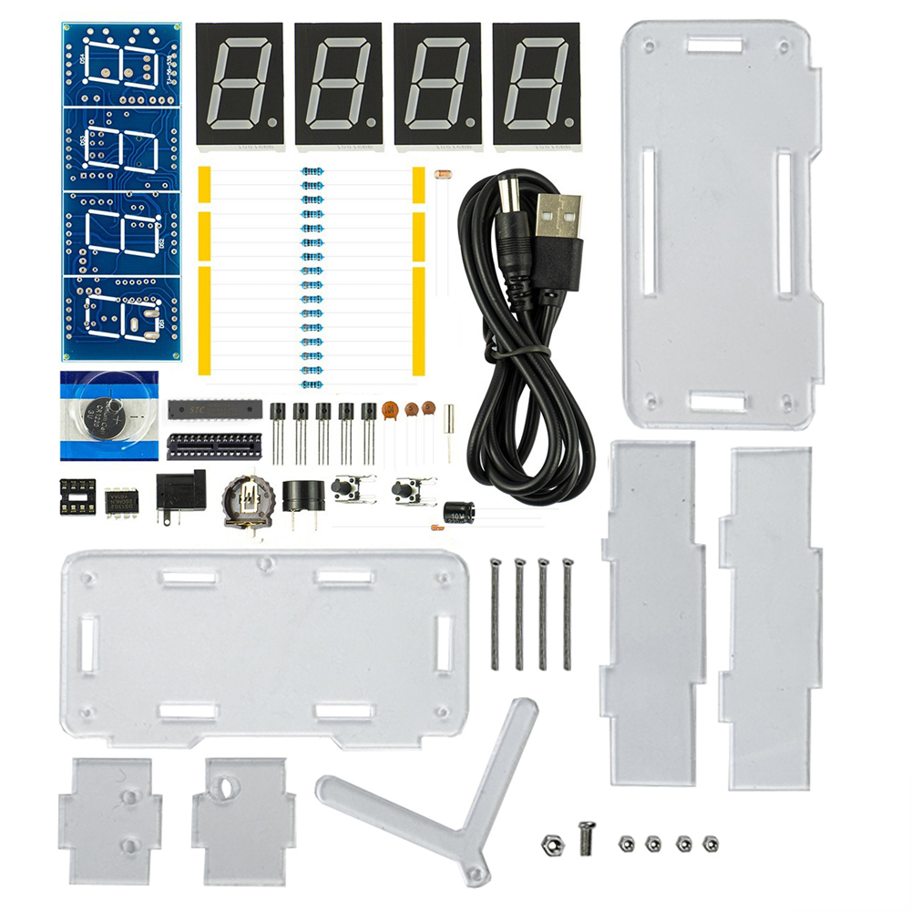 DIY elektronische kit LED digitale buis elektronische klok maken project STC microcontroller soldeerkit met USB-voedingskabel DC5V