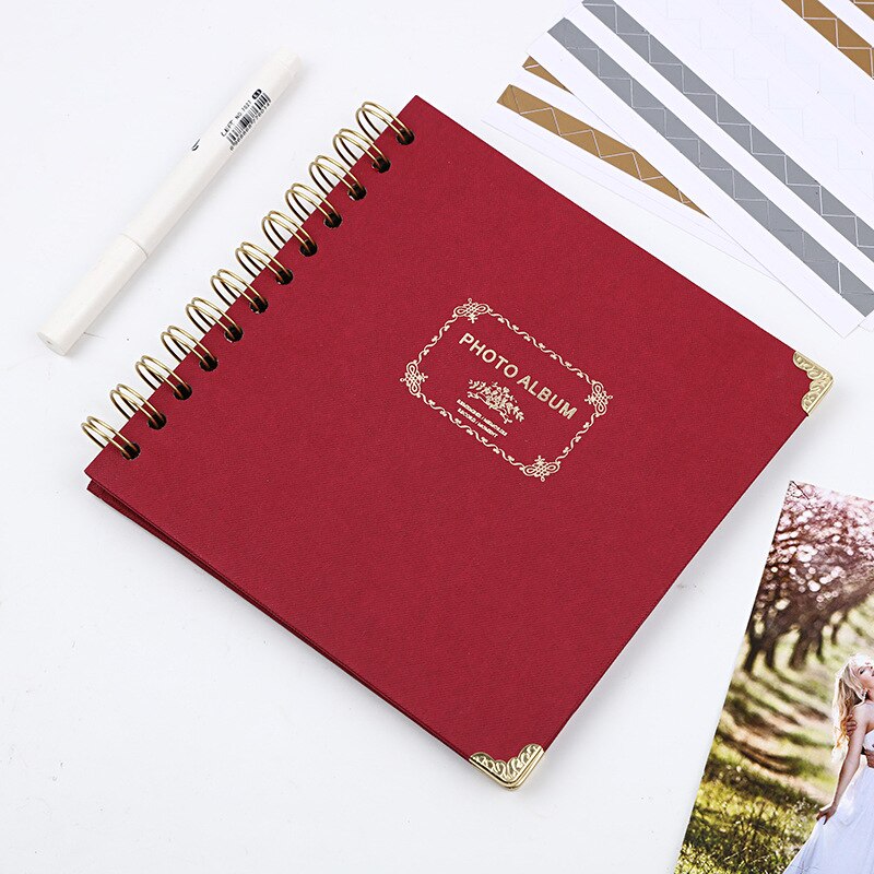 Baby Groei Gedenkteken Boek Diy Album Kleuterschool Afstuderen Foto Plakboek Handgemaakte 20 Pagina 'S Losbladige Fotoalbum Chic: Rood