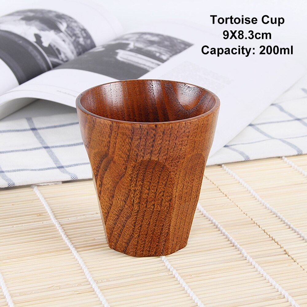 Japanese Style Wooden Cup Jujube Wood Insulation Tea Cup Wooden Coffee Cup Drinking Cup Coffee Cup & Saucer Sets: 8.3x9x5cm
