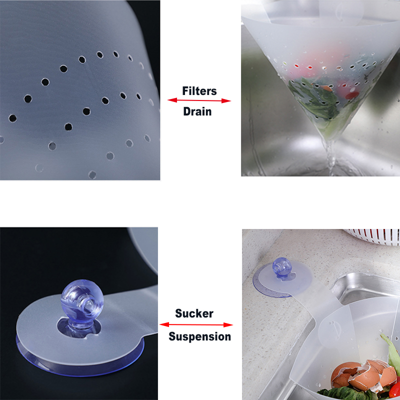 3/1pcs Foldable Self-Standing Stopper Drain Filter Bag Kitchen Anti-Blocking Device Food Drain Cleaning Basket for Home Cleaning