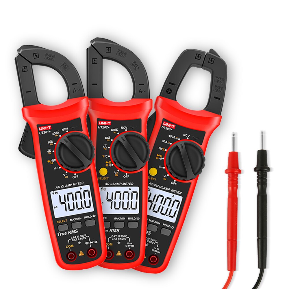 UNI-T Digital Clamp Meter UT201+ UT202+ UT203+ AC DC Current Amperimetro Tester Clamp Multimeter Resistance Frequency