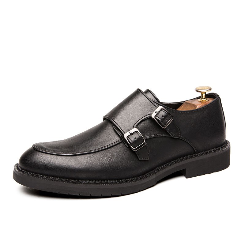 Merkmak hommes chaussures habillées Style richelieu fête en cuir chaussures formelles chaussures de mariage chaussures plates pour homme en cuir Oxfords sans lacet mocassins: Black / 11