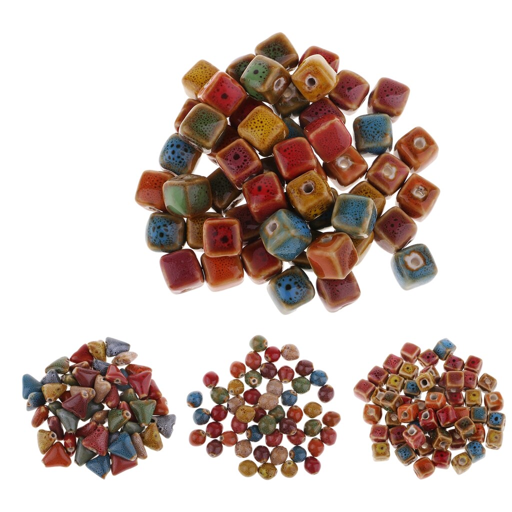 Cuentas de porcelana y cerámica para pulsera, abalorios de porcelana y cerámica para manualidades, cuentas sueltas hechas a mano, 50 unidades