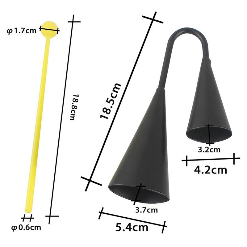 Homeland iron cow bell, tweekleurige zwarte koebel met sticker voor percussie-instrument