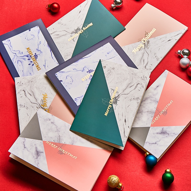 5pc jul simpel marmor foldetype lykønskningskort familie fest invitationer blanke besked kort år velsignelse kort