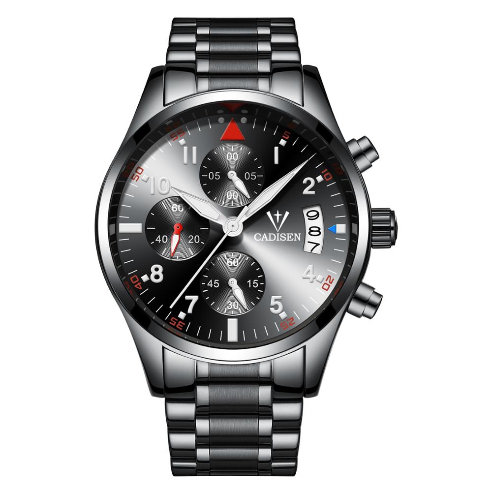 Cadisen Originele Heren Horloges Luxe Sport Mannen Quartz Horloge Roestvrij Staal Bedrijf Horloge Relogio Masculino