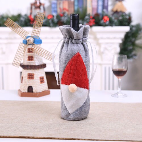 Dejlig smuk xmas vinflaskeholder jul julemanden snemand tema dækning sød vinindretning