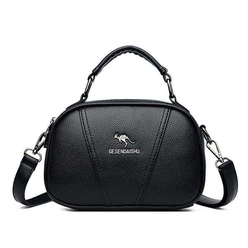 Luxe Pu Leer Effen Kleur Schoudertassen Voor Vrouwen Casual Handtas Crossbody Bag Sac Een belangrijkste: Black