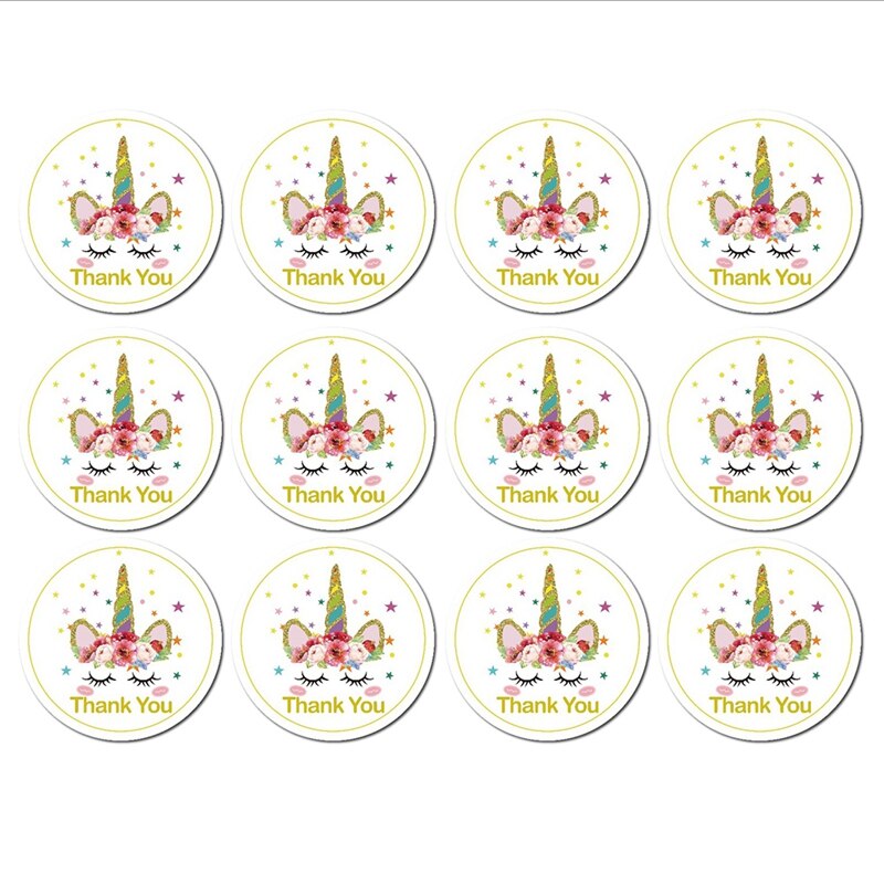 60 Stks/partij Eenhoorn Snoep Tas Sticker Bruiloft Verjaardag Eenhoorn Partij Regenboog Eenhoorn Afdichtingspasta Geschenkdoos Stickers Verpakking: Default Title
