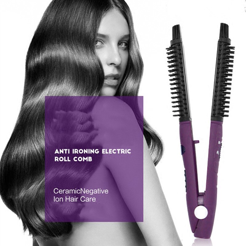 3-in-1 Hair Straightener Curling Iron Ionic Ceramic Brush Styler Hair Straightening Tools Styling Salon Anti Scald Curler
