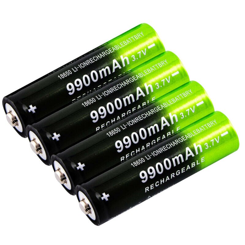 GTF 3.7V 18650 9900mAh Rechargeable Battery 2/4/8pcs Battery + 4 Slots 3.7V 18650 USB charger: 4pcs battery