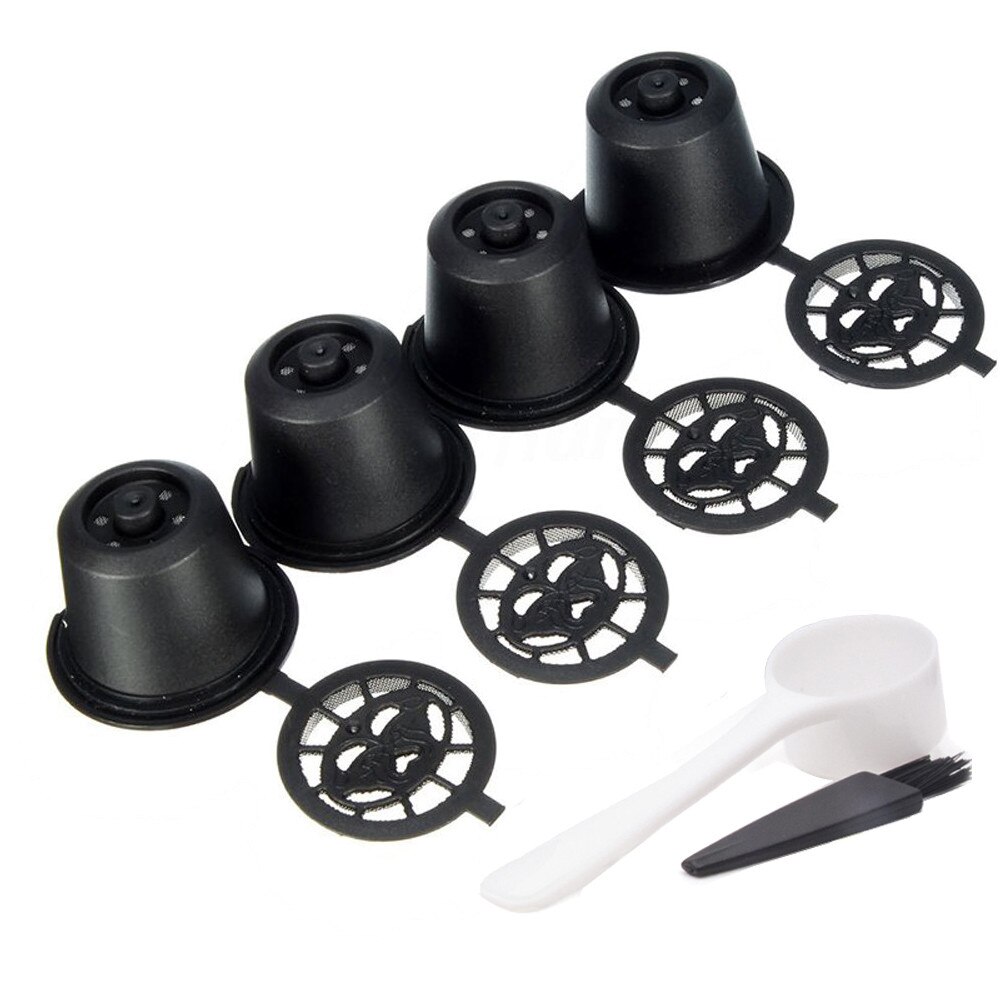 Cápsulas de café reutilizables recargables para máquinas Nespresso, cuchara, cápsula, taza para máquinas Nespresso, para amantes del café, 4 Uds., n. ° 40
